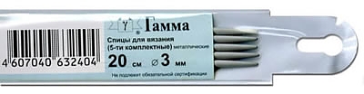 Спицы Gamma 5-ти компл. KN5 d 3.0 20см металл с покрытием