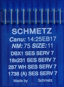 Иглы для промышленных машин Schmetz DBx1 SES SERV7 №75