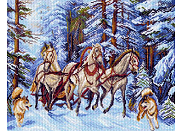 Канва/ткань с рисунком Матренин Посад 1503 "Мчится тройка"